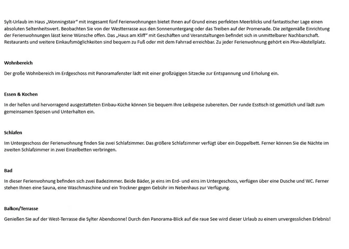 Wonningstair - Duenenstr 19, App 5